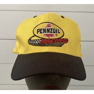 Pennzoil Racing Yellow NASCAR Rock Point Strap Back Hat Cap Adjustable